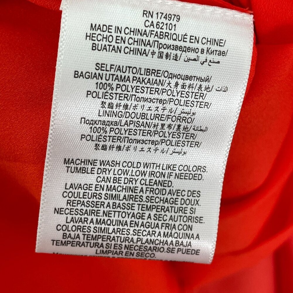NEW BCBGMaxAzria Womens 0‎ Red Orange Spaghetti Strap Asymmetrical Ruffle Dress - Picture 6 of 11